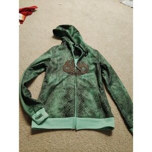 686 Infidry Hoodie Mens Small Green Snakeskin Full Zip Jacket